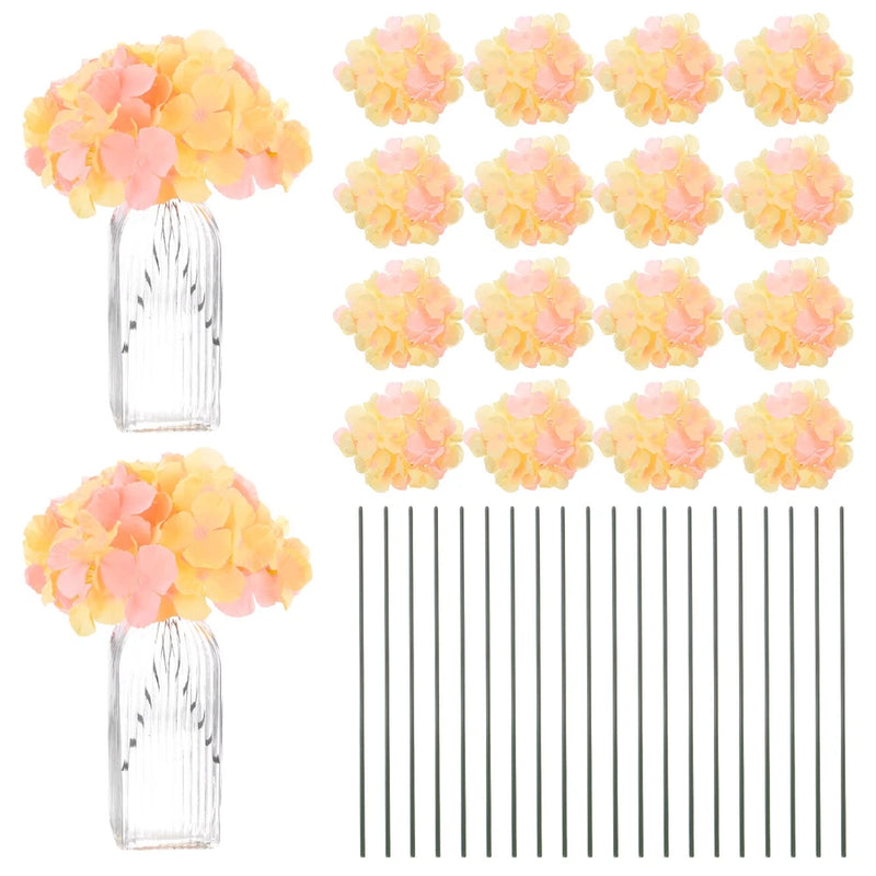 40-Pack Silk Hydrangea Flowers for Home Decor [Yellow Pink] Hydrangea
