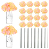 40-Pack Silk Hydrangea Flowers for Home Decor [Yellow Pink] Hydrangea