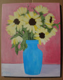 Orig. SUNFLOWER FLOWER VASE STILL LIFE WILD ABSTRACT COLORIST MODERN HOME DECOR Sunflower