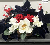 Artificial Flower Arrangement Centerpiece Navy Blue Red Poinsettia Rose Hydrangea
