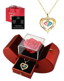 ziella Preserved Real Rose, Eternal Flower with I Love You Necklace, Birthstone Dried Flower