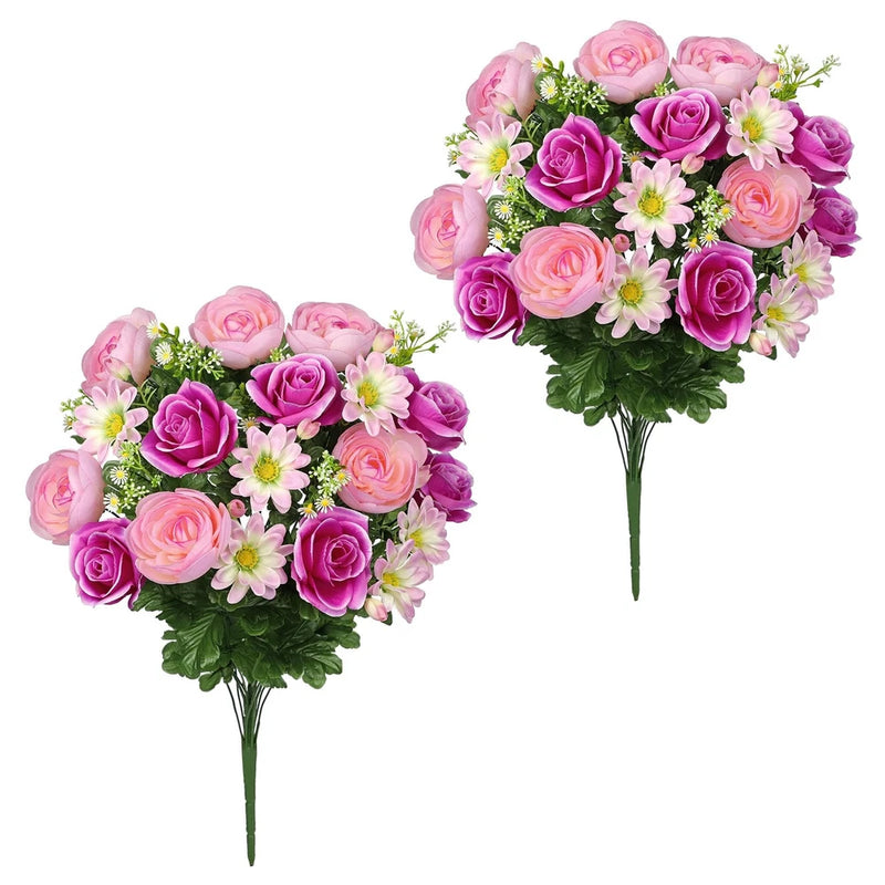 Set of 2 Artificial Cemetery Flowers for Grave Memorial Flowers for Cemetery ... Ranunculus