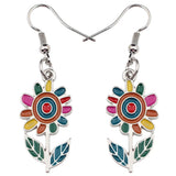 Enamel Alloy Sunflower Flower Earrings Dangle Plants Jewelry Charms Party Gifts Sunflower