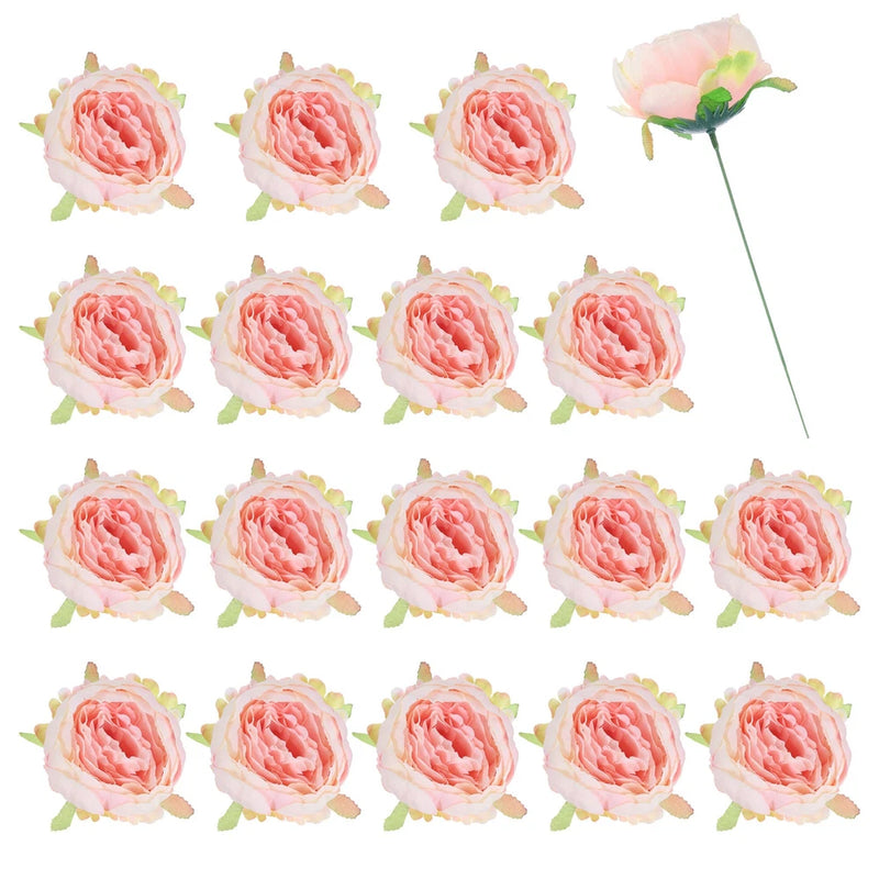 25Pcs Peonies Artificial Flowers Fake Peony Flowers with Stems Champagne Pink Peony
