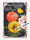 1930-45 Frasier's Camellia - Flowered Ranunculus Bulbs California tin sign Ranunculus