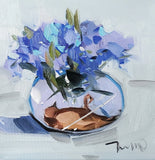 Dead Bird Hydrangeas Floral Art PRINT Painting by Artist Jose Trujillo 16x16 Hydrangea