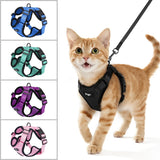 Pigo Cat Harness & Leash Escape Proof Soft Adjustable Vest Breathable Reflective Roses