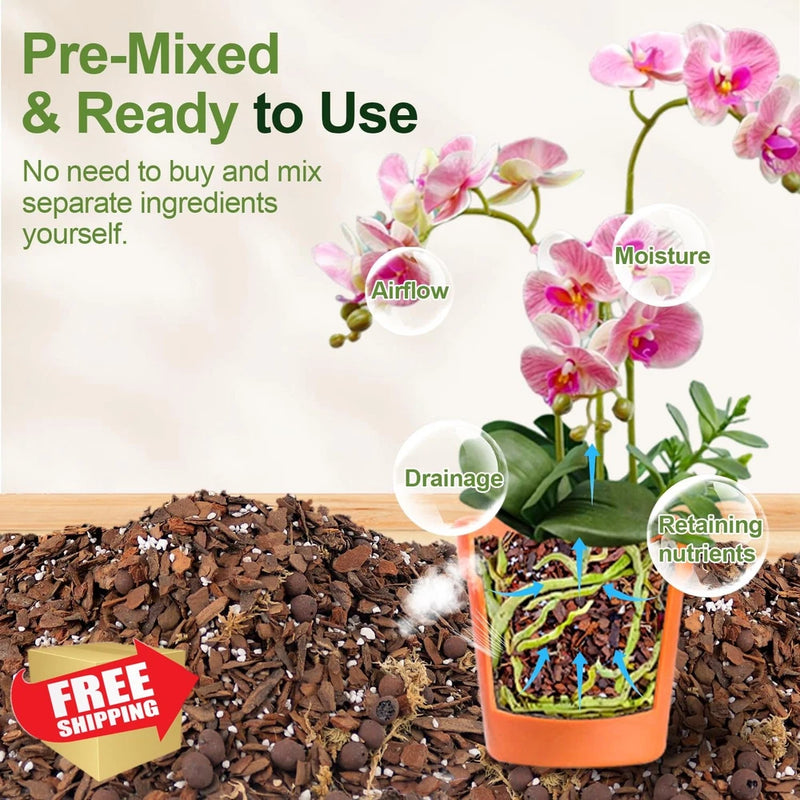 Orchid Bark Potting Mix 9 Quart Pine Bark Perlite Sphagnum Leca Clay Orchids
