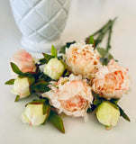 22.5" LONG FAUX PEONY STEM FLOWER IN COLOR SERIES CREAMS / BLUSH / PINKS / PEACH Flowering Plants