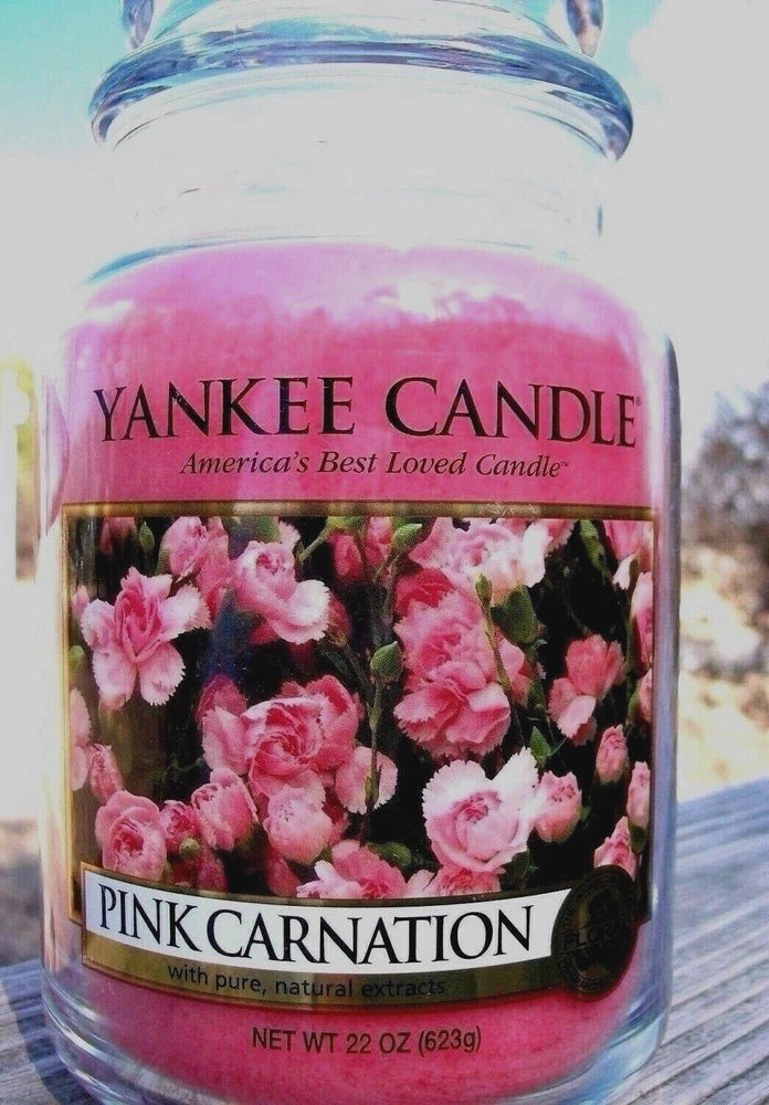 Yankee Candle Retired "PINK CARNATION"~ Mother's Day~Large 22 oz~WHITE LABEL~NEW Carnation