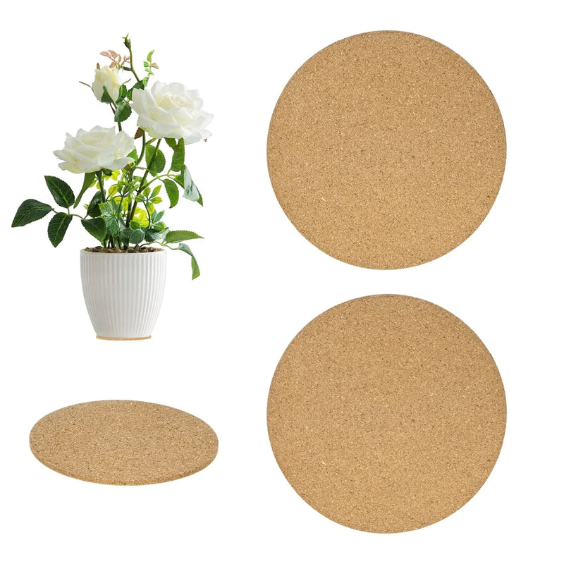 2-Pack Cork Plant Coasters, 3.5 Inch Cork Plant Mats for Garden [Wood Color] Garden Plants