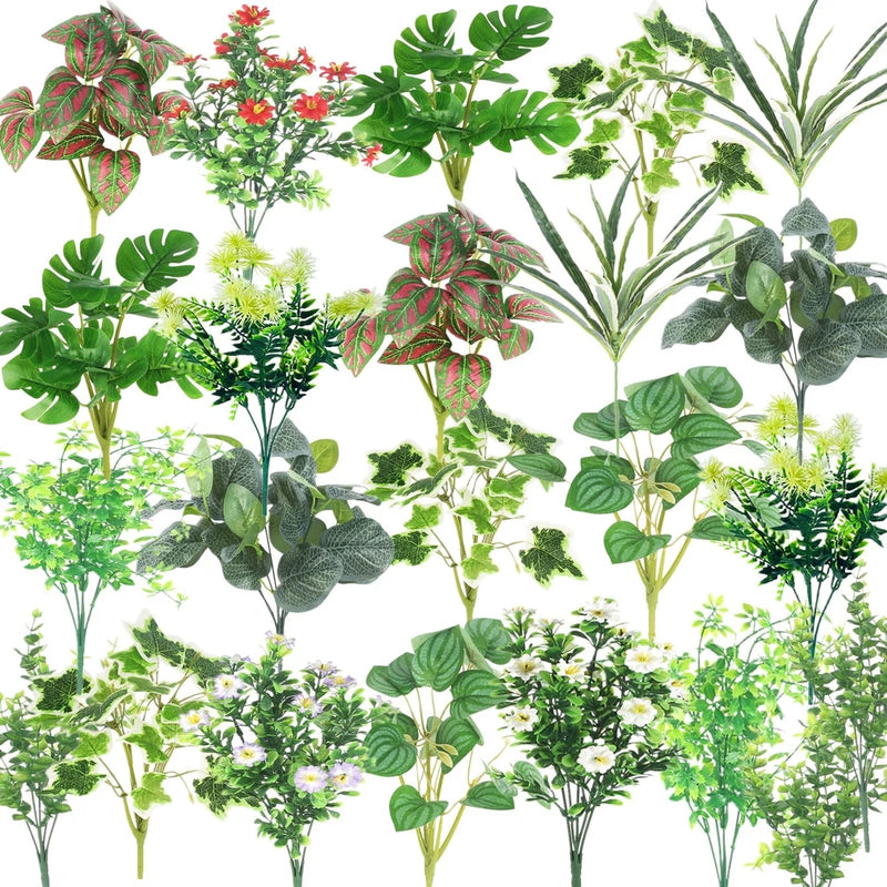 25Pcs Outdoor Artificial Boxwood Stems Plant UV Resistant Fake Stems Plants F... Green Plant