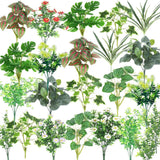 25Pcs Outdoor Artificial Boxwood Stems Plant UV Resistant Fake Stems Plants F... Green Plant