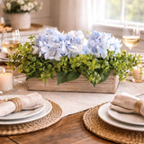 Blue hydrangea and greenery arrangement, table centerpiece, silk floral Hydrangea