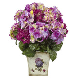 19" Beauty Pink Purple Hydrangea Flowers Floral Planter Faux Floral Arrangement Hydrangea