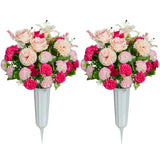 Cemetery Flowers, Set of 2 Artificial Carnation Bouquet Grave Memorial Flower... Carnation