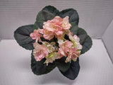 8" Artificial African violet (Pink With Green Edge) without pot Green Plant