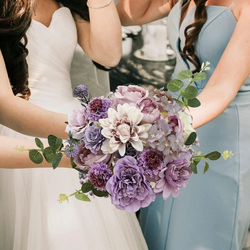 Kisflower Artificial Flowers Silk Artificial Roes Combo Peony Flower (Purple) Peony