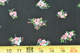 By 1/2 Yd, Vintage, Pink Floral on Black Quilt Cotton, P9042 Flowering Plants