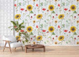 3D Sunflower Flower Patterns Floral Wallpaper Wall Murals Removable Wallpaper Sunflower