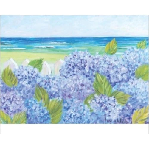 Hydrangeas on the Fence by Brendan Loughl 24x30 Coastal Floral Art Print Hydrangea