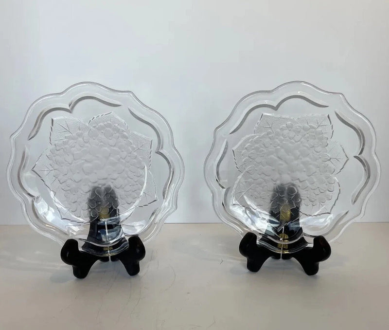 Studio Nova Glass Plate Frosted Hydrangea Flowers Appetizer Snack Set Of 2 7Ó Hydrangea