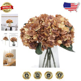 Realistic Autumn Hydrangeas: 6 Pcs Silk Flowers, Fade-Resistant, Home & Wedding Hydrangea