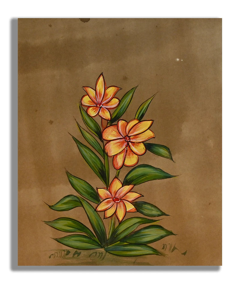 Yellow Lily Flower Handmade Miniature Floral Painting 6.5 x 5 in "PN9002" Lily