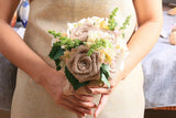 Handmade Burlap Wedding Bouquet Artificial Rose Pearl LaceBridesmaid Toss Bridal Bouquet