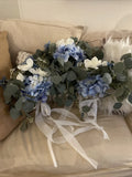 Lot Of 3 Blue Hydrangea & White Bridal Bouquet Bridesmaid Wedding Flowers Hydrangea