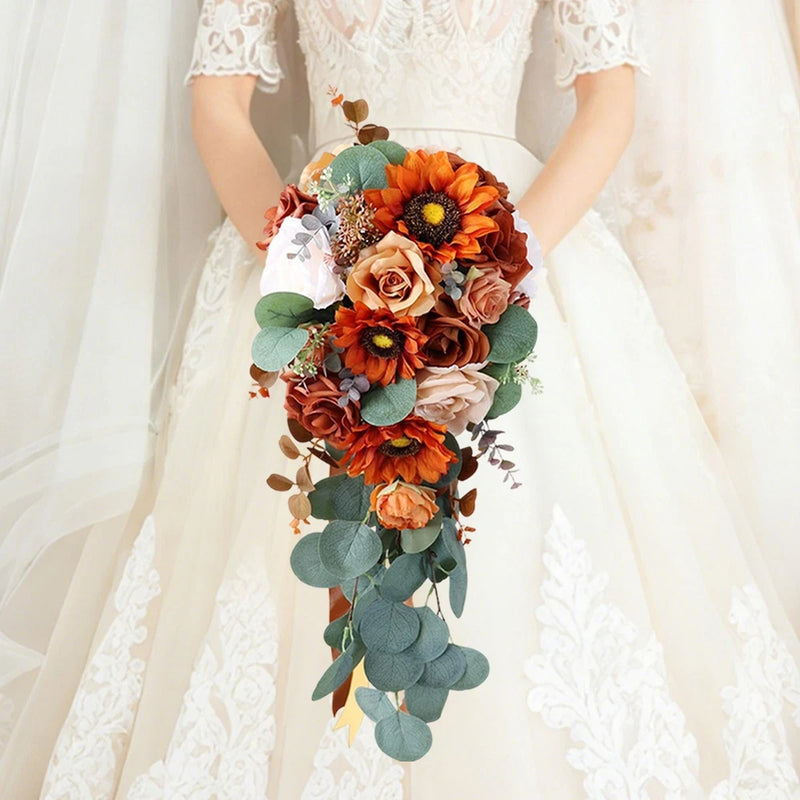 Artificial Waterfall Bridal Bouquet Ornament for Ceremony Anniversary Party Bouquet