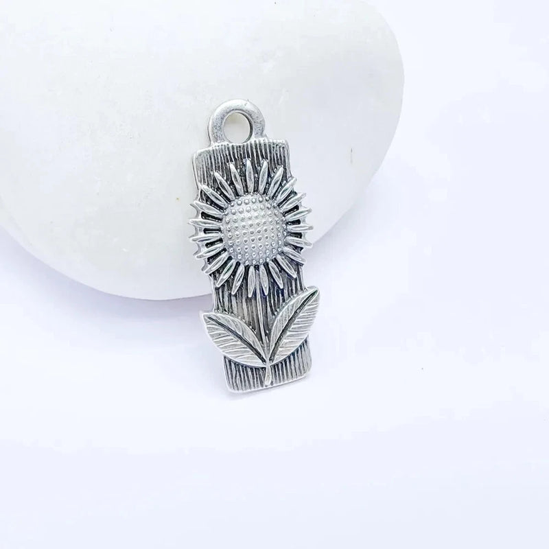 2 Pcs Flower Charms Floral Pendant, Herb Earring Charms, Sunflower Dangle G36616 Sunflower