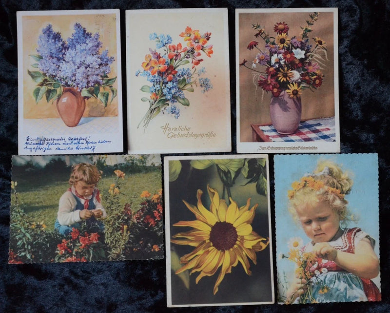 67023 Postcards Set Flowers Kids Sun Flower Bouquets Lilac Bouquet Sunflower Sunflower