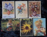 67023 Postcards Set Flowers Kids Sun Flower Bouquets Lilac Bouquet Sunflower Sunflower