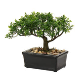 Artificial Bonsai Tree Juniper Faux Plants Indoor Small Fake Plants Decor wit... Green Plant