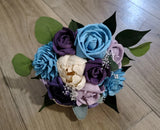 6" Purple Blue Sola Wood Prom Bouquet Flower Girl Wedding Bridesmaid Centerpiece Bouquet