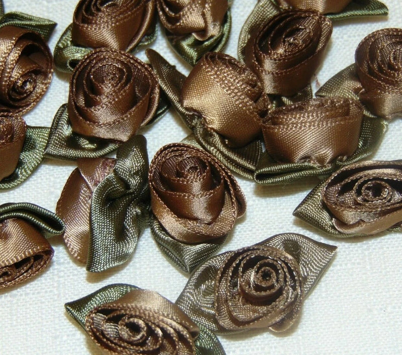 50 pcs Satin Ribbon Flower Bow Sewing Applique Craft Wedding Flowers Carnation