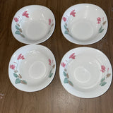 Corning Delicate Lily Pink Set 4 Soup Cereal Bowls Lily