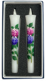Awaji Baikundo Hydrangea Hand Painted Japanese Flower Candle 3.9in Set of 2 Hydrangea