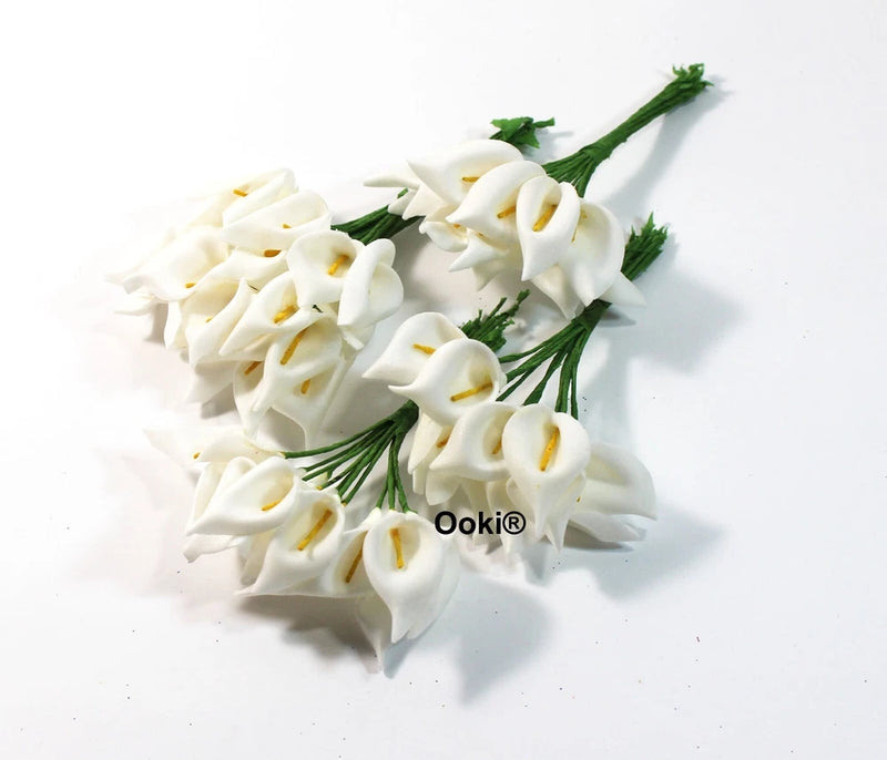 Miniature 144 White Artificial Mini Calla Lily Flower Bouquet Craft Gift DIY Box Bouquet