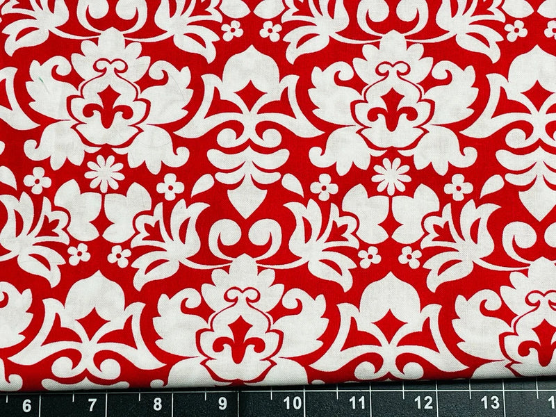 Tina Scrap Packed Floral Flower Paisley Burst Cotton Fabric 9"x 21" Swirl leaf Flowering Plants