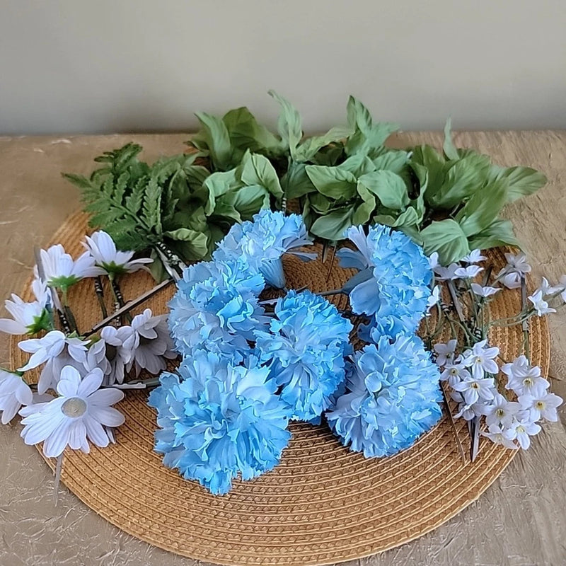 41 Piece Lot Artificial Flowers Daisy Carnation Paperwhite Greenery Floral Carnation