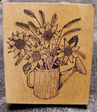 _GREAT IMPRESSIONS Rubber Stamp SUNFLOWERS IN A WATERING CAN-Gently Used_ Sunflower