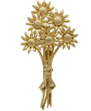 Long Stem Daisy Floral Bunch Bouquet Gold Tone Open Metal Vintage Brooch Pin Daisies