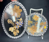 Vintage Lasting Impressions Real Dried Pressed Flowers In Glass Metal Frames (2) Dried Flower