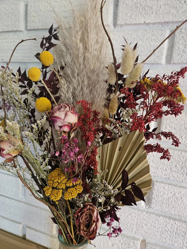 Dried flowers BOUQUET; rose, solidago, craspedia, pampas, limonium, yarrow +more Dried Flower