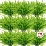 72 Pcs Artificial Ferns Plants for Outdoors, UV Resistant Faux Boston Fern St... Green Plant