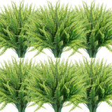 12 Bundles Artificial Plants Fake Boston Fern Greenery Outdoor UV No Fade Faux Green Plant