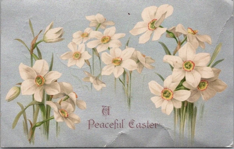 Vintage 1908 "A PEACEFUL EASTER" Embossed Postcard Lily Flowers / MICH. Cancel Lily