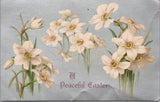 Vintage 1908 "A PEACEFUL EASTER" Embossed Postcard Lily Flowers / MICH. Cancel Lily